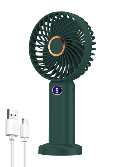 Portable Handheld Fan USB Rechargeable Mini Fan Digital Display 5-Speed Adjustment Suitable For Travel Outdoor Office Home
