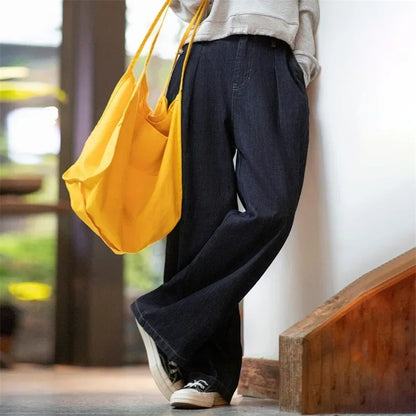 Maden Women's Vintage Denim Jeans Spring and Fall High Waist Loose Straight Pants Female Cotton Baggy Jeans Streetwear Trousers