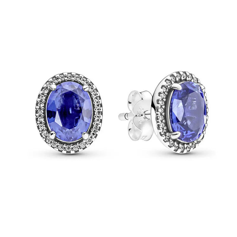 White series New Women's earrings Blue Square Sparkle Halo Stud For Women Tiki Jewelry Party Hoops Gift Things From 1
