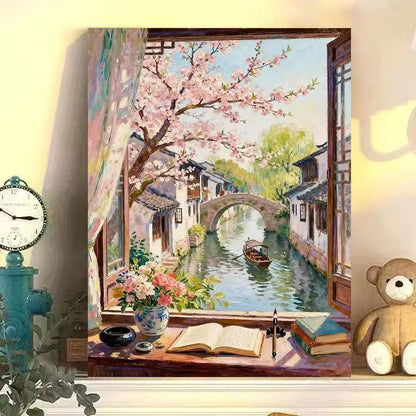  DIY Oil Painting By Number Ancient scenery Landscape  Paint By Number Oil Handpainted Acrylic Unique Gift Wall Art Home Decor
