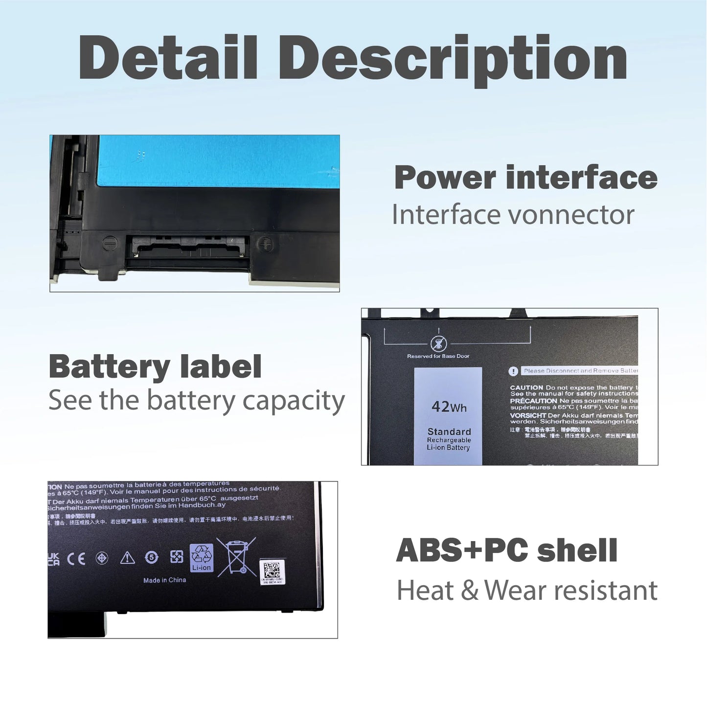 3DDDG 45N3J 42Wh 3684mAh Laptop Battery for Dell Latitude E5280 E5480 E5580 E5290 E5490 5280 5288 5290 5480 5488 5490 5491 5495