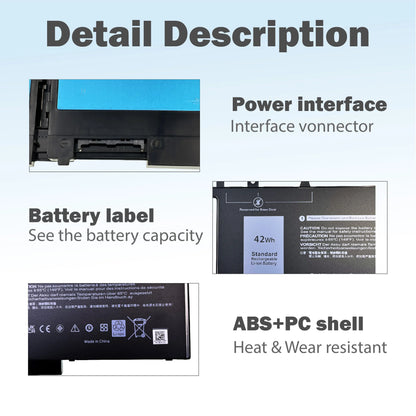 3DDDG 45N3J 42Wh 3684mAh Laptop Battery for Dell Latitude E5280 E5480 E5580 E5290 E5490 5280 5288 5290 5480 5488 5490 5491 5495