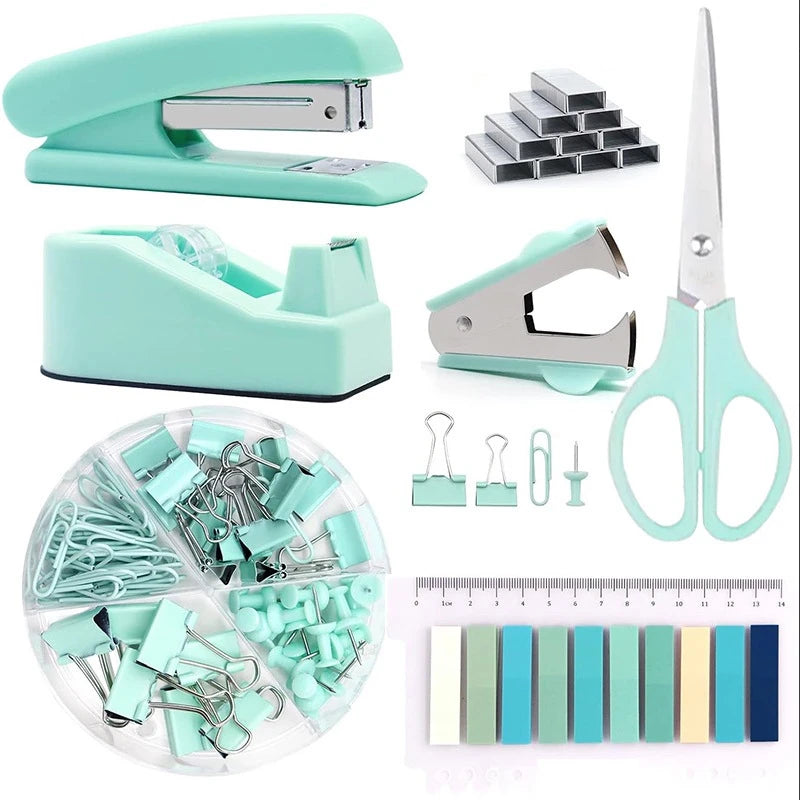 Desk Organizers Accessories Office Supplies with Stapler, Staple Remover, Clips, Scissor, Rule back-to-school Students Supplies