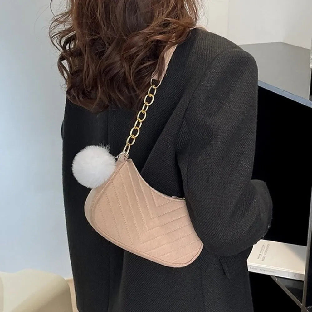 New Fashion Design Mini Shoulder Bag Simple Design Trendy Felt Underarm Bag Casual Light Weight Handbag Work