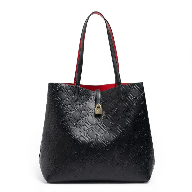 CH Luxury Tote Handbag For Women Large Capacity Work Shoulder Bag Elegant Golden Shopping Shoulder Purse