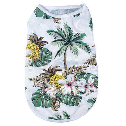Pet Cat Vest Costume For Small Medium Dogs Cats Summer Breathable Island Print T-shirt Outdoor Travel Kitten Pug Coat Clothes
