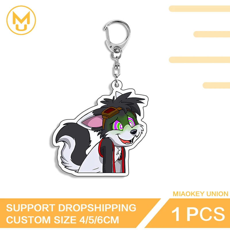 Furry Wolf Fashionable Eye Catching Lively Edgy Acrylic Keyring Charming Adorable Exquisite Anime Jewelry Accessories Gifts
