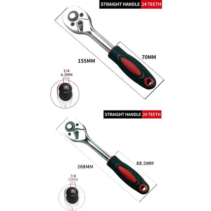 24 Teeth 1/4" 3/8" Inch Torque and Ratchet Wrench Quick-release Reversible Professional Heavy Duty Ratchet Hand Tools Car Tools