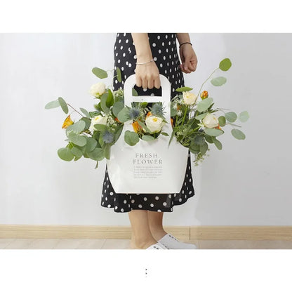 5PCS Holiday Letter Flower Tote Bag Kraft Material Briefcase Tote English Flower Shop Flower Gift Bags