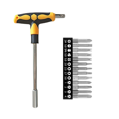 Screwdriver Set with T-shape Cross and Straight Slot Hexagon and Plum-shaped Heads for DIY Lovers Maintenance