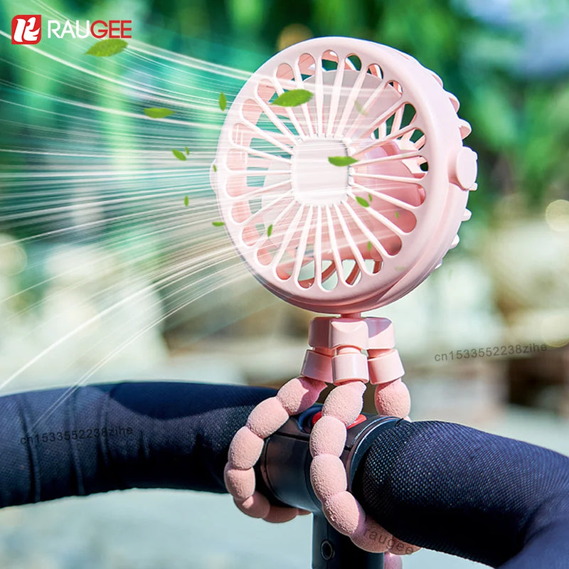 Portable Fan Mini Clip Fan Stroller Fan 360° Rotate Flexible Tripod USB Rechargeable Battery Fan for Car Seat Bike Treadmill