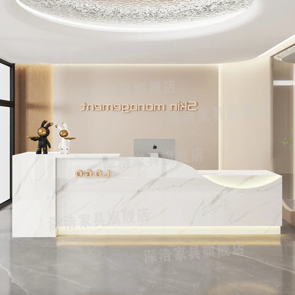 Customized Equipment Reception Desk Beauty Simple Creative Aesthetic Reception Desks Trendy Luxury Mostrador Office Furniture