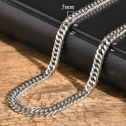 Vnox 3/5/7/9 mm dicke kubanische Ketten für Damen und Herren, schlichte Miami-Panzerketten, wasserdichte Edelstahlkette (Unisex)