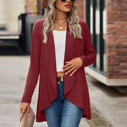 New 2023 Elegant Autumn Cardigan Women Casual Long Sleeve Solid Open Front Cardigans For Women Casual Jackets Coat