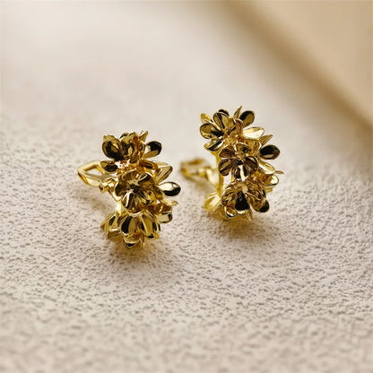 3.5 Cm Big Ball No Pierced Earclips Fashion Temperament Gold Plated Exaggerated Striped Round Clip Earrings for Women Party