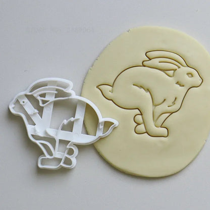 Easter Cookie Cutters Cute Yoga Rabbit Egg Plastic Cookie Embossed Molds DIY Baking Cakes Decorations Tools Kitchen Accessories