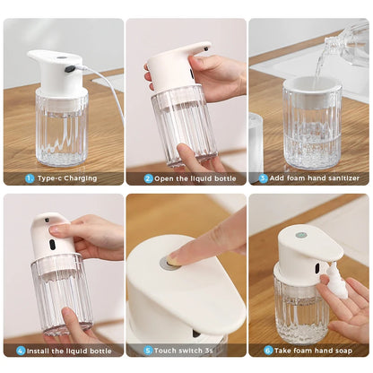 Kitchen 300ml Automatic Liquid Soap Dispenser USB Rechargeable Touchless Hand High Capacity Detergent Bathroom Dispenser