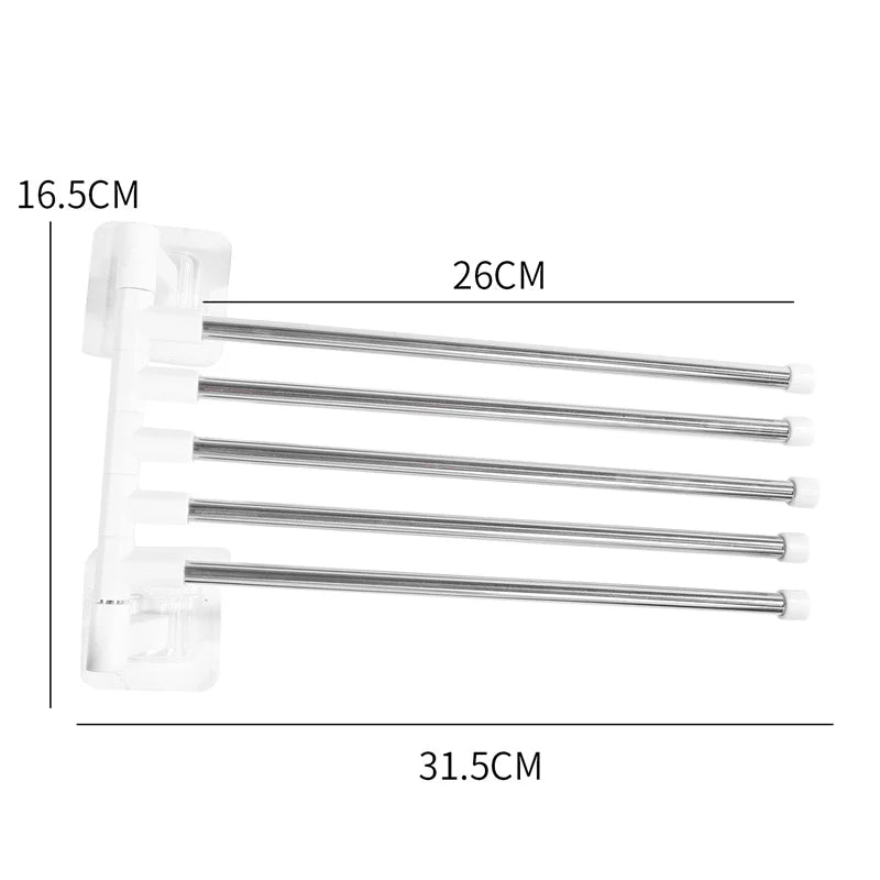 Bathroom Towel Rack Rotatable Towel Holder Space Aluminum 2/3/4/5/6-Bar Towel Hanger Kitchen Shelf Paper Hanging Wall Mounted