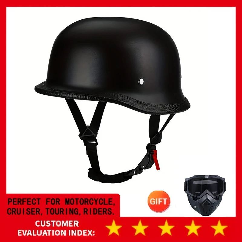 Motorcycle Half Helmet German Leather Vintage Helmet Casco Moto Motorcycle Open Face Helmet Biker Pilot DOT Certification M-L-XL