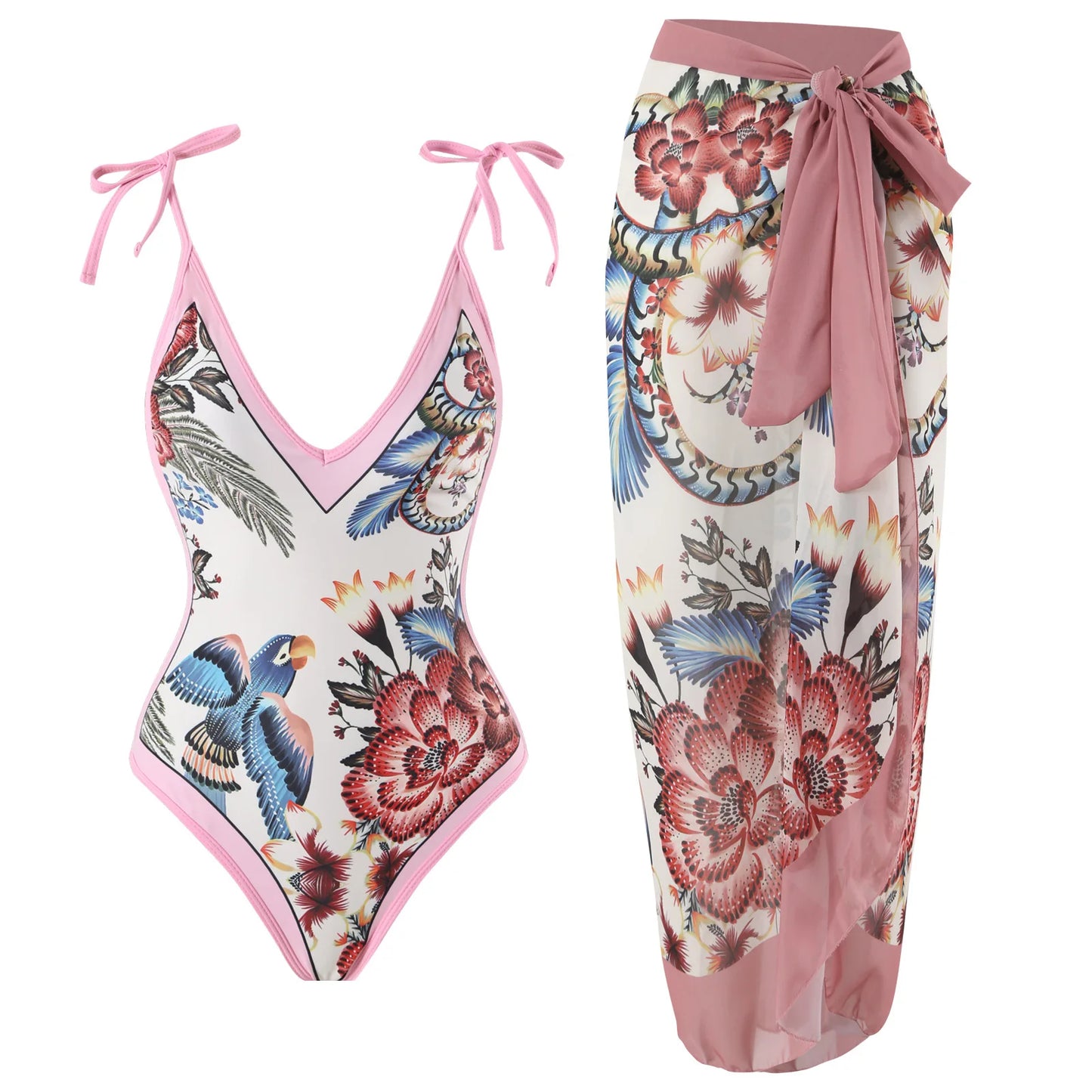 2023 New Arrival Push Up Women Bikini Set Floral Printed Ruffle Bikinis Strappy Bandage Swimwear Brazilian Biquini Bathing Suit