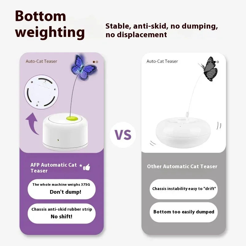 Pet cat self-hi boredom relief artifact butterfly electric cat teasing toy induction automatic rotation cat teasing turntable
