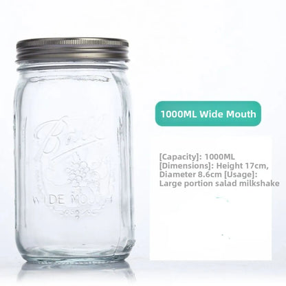 Large Mouth Glass Mason Jar Sed Container Transparent Sc American Sle Overnight Oats Cup Bowl Yogurt Drink Cup