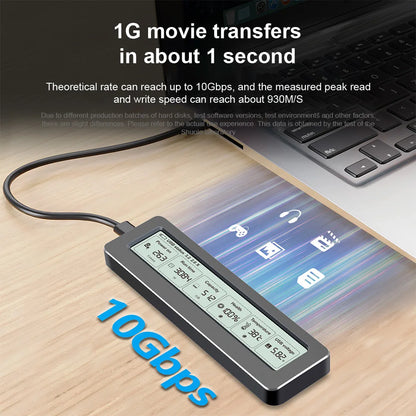 M.2 NVME/NGFF Dual Protocol SSD Enclosure Visual Smart SSD Case Health Detection USB 3.2 Gen 2 10Gbps Aluminum Alloy PCI-E Shell