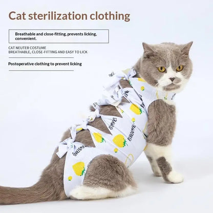 *Pet Neutering Suit Cat Postoperative Recovery Anti Licking Clothing Adjustable Cat Wound Protective Clothes Pet Supplies
