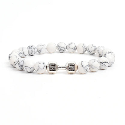 Dumbbells For Men Beads Bracelet Natural Black Volcanic Lava Stone Energy Barbell Fashion Bracelets Bangles Handmade Jewelry