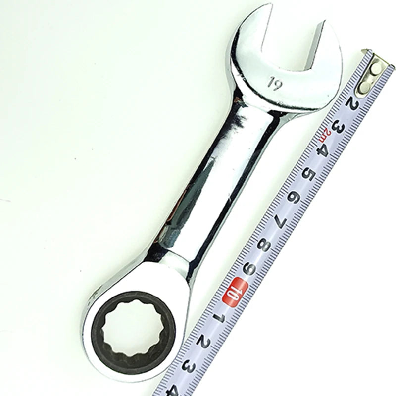 8-19mm Short Handle Ratchet Handle Wrench CR-V Combination Wrenches Quick Open Spanner Auto Repair Tools 1pcs