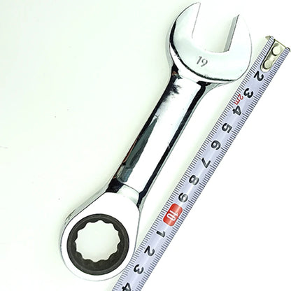 8-19mm Short Handle Ratchet Handle Wrench CR-V Combination Wrenches Quick Open Spanner Auto Repair Tools 1pcs