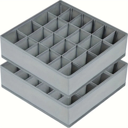 1pc Fabric Storage Box with 24 Compartments - Foldable Stackable Organizer for Socks Ties Underwear Space-Saving Drawer Divider