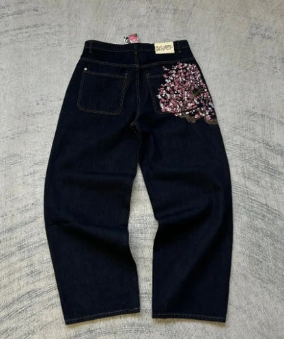2024 Jeans Women Hip Hop Street Casual Wear High Waist Teen Straight Leg Wide Leg Pants Y2k Street Wear