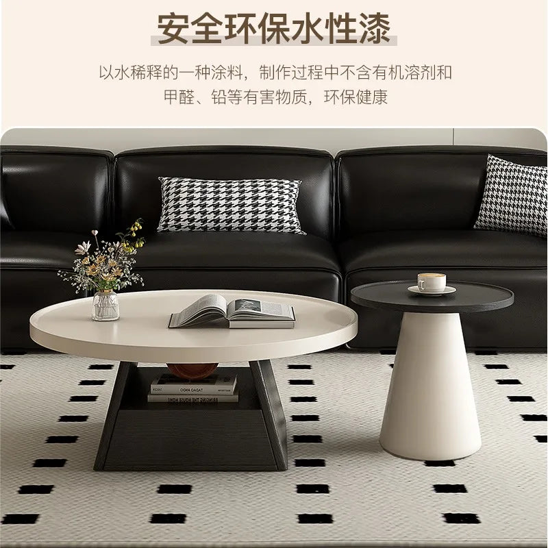 Middle-aged Style Coffee Table Modern Simple Living Room Home New Style Light Luxury High-end Small Apartment Round Coffee Table