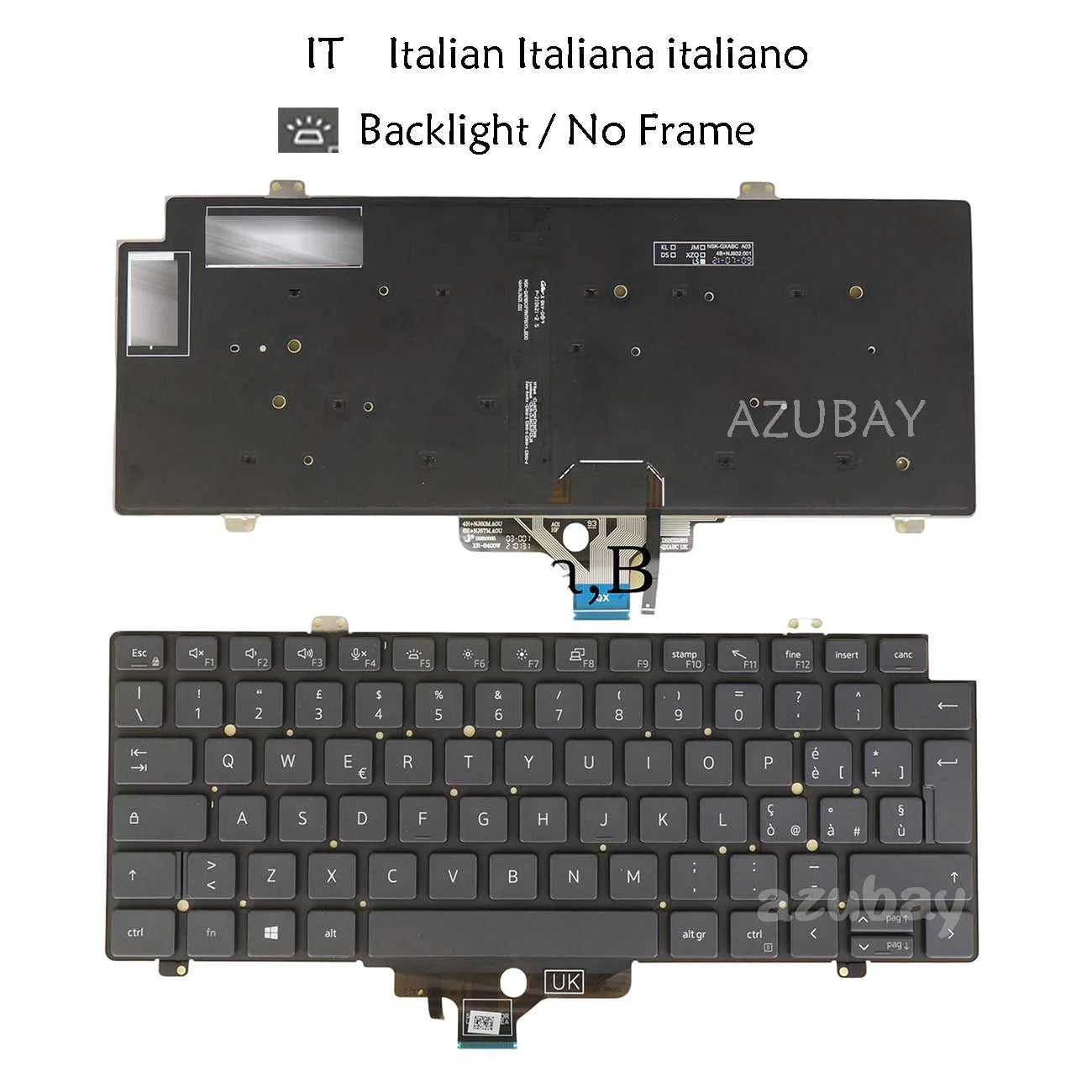 Italian Laptop Keyboard for Dell Latitude Precision 3470 (Year 2022) 3480 (Year 2023), 3490 (Year 2024) Backlit