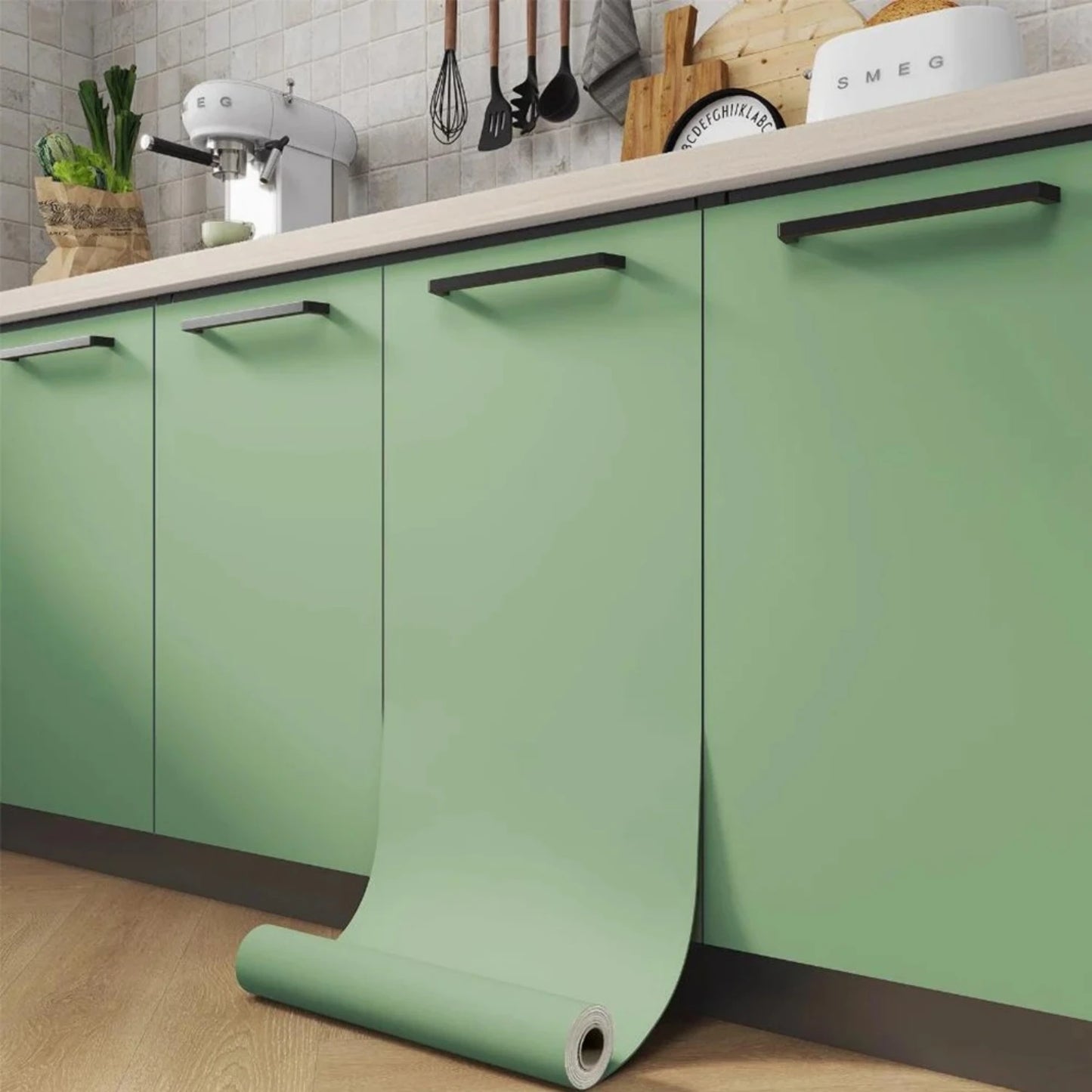 1/2/3/5/6M Self-adhesive Film Green Matt Thickened Sticker Furniture Kitchen for Cupboards Tables Wall DIY Renovation Wallpapers