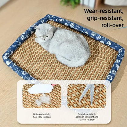 Pet bed for cats and dogs, suitable for all seasons, summer cooling mat bed, comfortable and hair-resistant, pet supplies with o