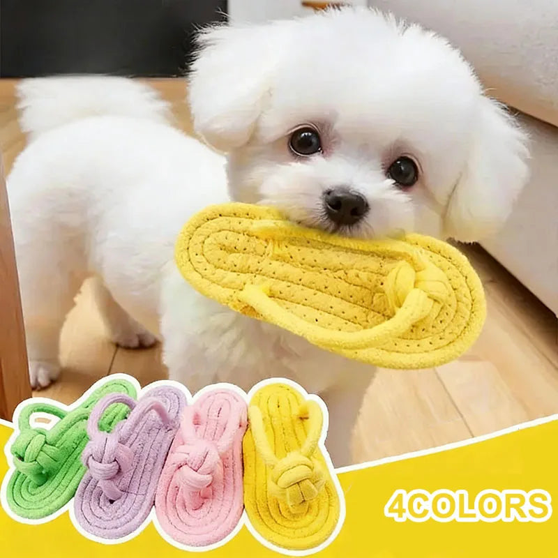 Funny Pet Dog Toys Slippers Cotton Rope Shoes Interactive Chewing Puppy Dog Teeth Cleaning Outdoor Training Cat Relieve Anxiety