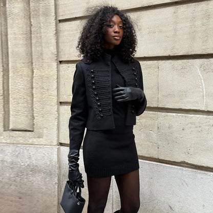 Vintage Cropped Napoleon Jacket Women Solid O-neck Long Sleeve Single Breasted Jackets Female 2026 Spring Lady Chic Outwear New