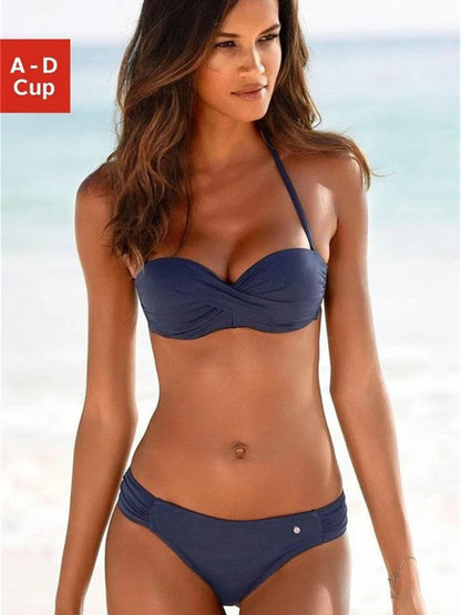 2020 Sexy Bikinis Backless stripe Bikini Set Bandage Push Up Swimwear Women Halter Swimsuit Brazilian Bathing Suits Beachwear