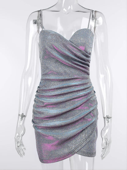European fashion bestseller a dazzling pleated cross-strapped dress for women exuding elegance and style This figure hugging