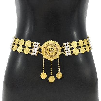 Indian Coin Belly Waist Body Chains for Women Female Gold Alloy Long Tassel Dance Dress Belt Wedding Party Metal Jewelry