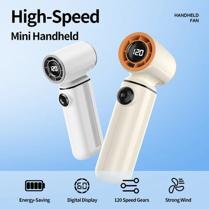 Portable Mini Handheld Fan with LED Display Semiconductor Refrigeration 120 Speeds USB Rechargeable Battery Outdoor Fan
