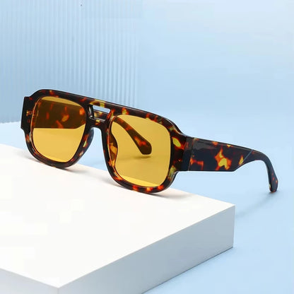 Protective Glasses 1/4 Sets Large Frame Double Bridges Square Sun Glasses Women Candy Color Men Eyeglasses Outdoor Sports Shades