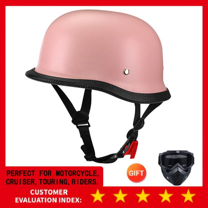 Motorcycle Half Helmet German Leather Vintage Helmet Casco Moto Motorcycle Open Face Helmet Biker Pilot DOT Certification M-L-XL