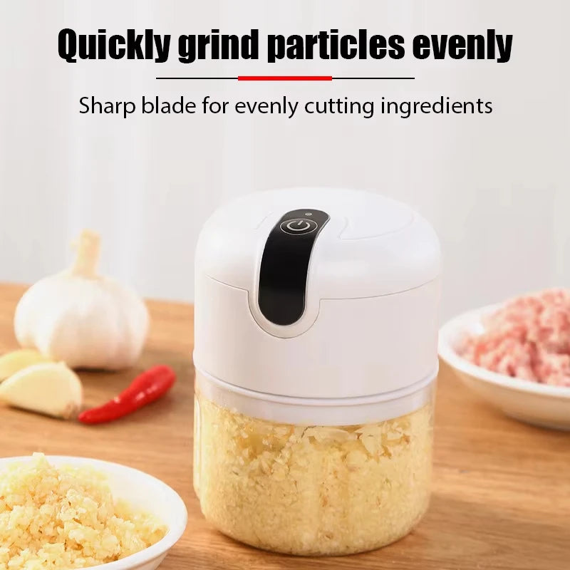 250ML Mini Electric Garlic Puree Machine Ginger Chili Chopper Onion Grinder Meat Grinder Kitchen Food Mixer for Efficient Cookin