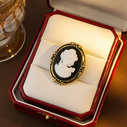 SHMIK Vintage Palace Style Relief Beauty Pendant Crystal Badges Brooch For Women Elegant Retro Middle Design Pin Jewelry