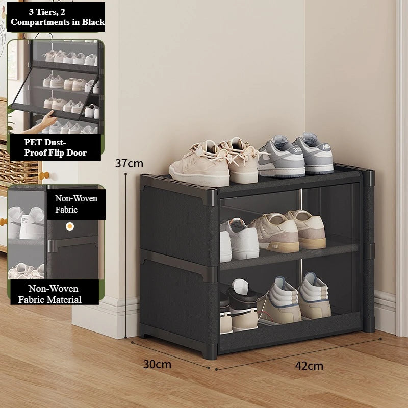 Shoe Rack-Shoe Storage Cabinet Vertical Shoe Organizer for Closet Entryway Corner Bedroom-  Stackable DIY Narrow Shoe Shelv