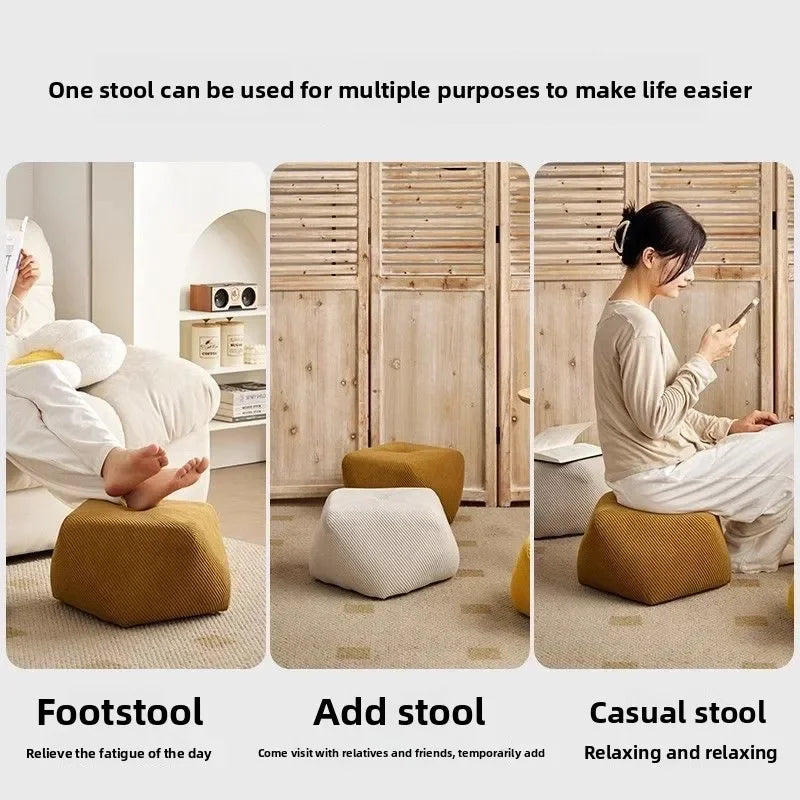 Solid wood octagonal stool for home use, shoe changing sofa, footrest, low stool, makeup seat, pedestal
