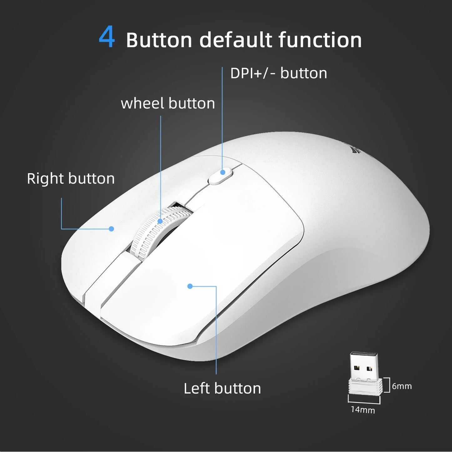 Wireless Mouse 2.4G Ergonomic Gaming Mouse Mouse Rechargeable 800/1200/1600DPI Mice for E-Sports Office Desktop Computers Laptop